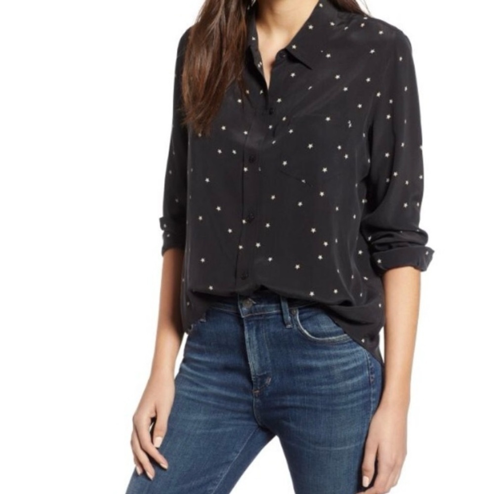Rails top silk long sleeve button down